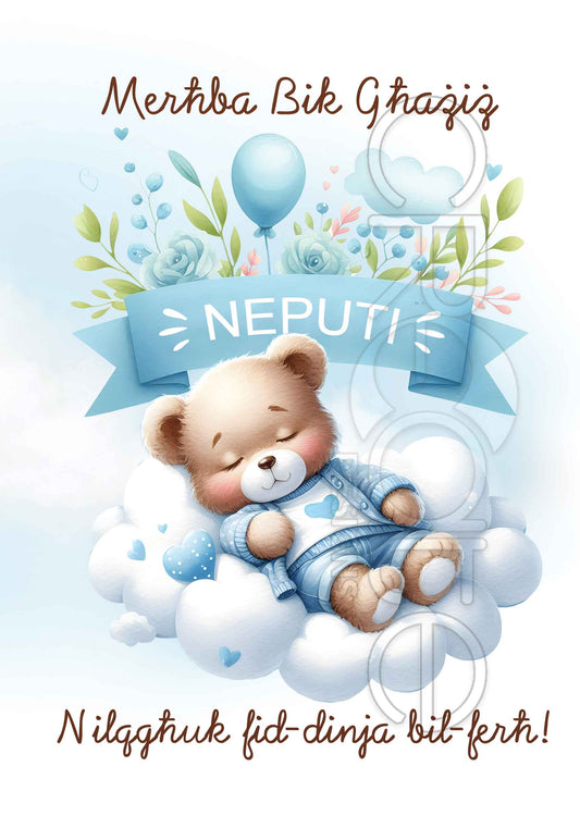 New Born Baby Boy- Nephew or Grand Son Large Card