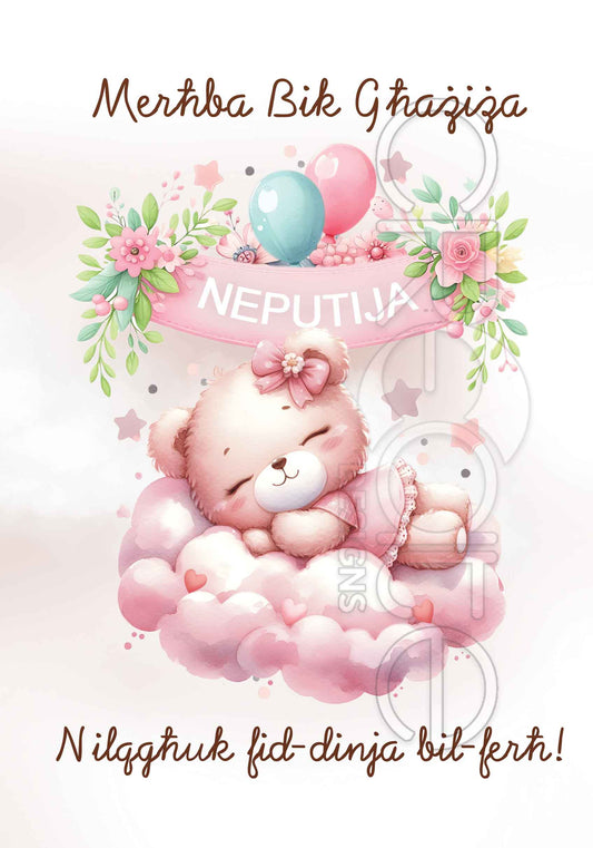 New Born Baby Girl - Niece or Grand Daughter Large Card