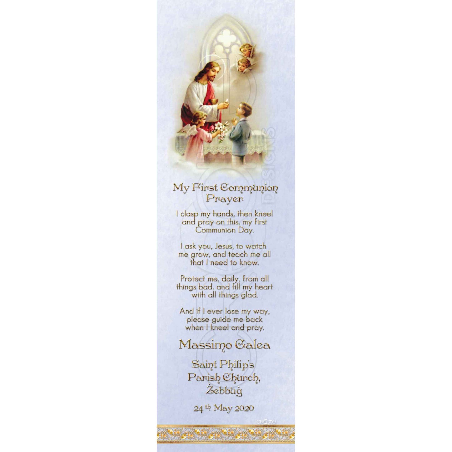 Holy Communion Bookmark with the image of Christ