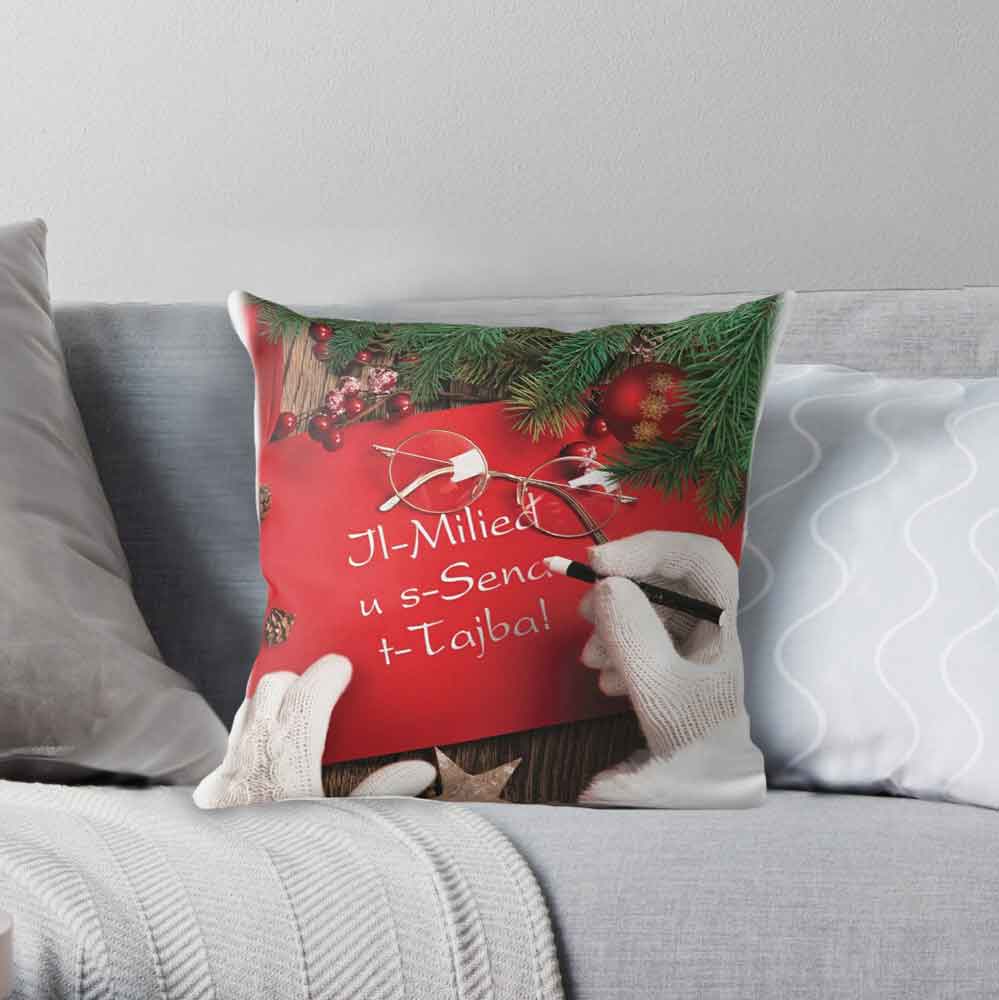 Christmas cushion (with Santa Claus writing)