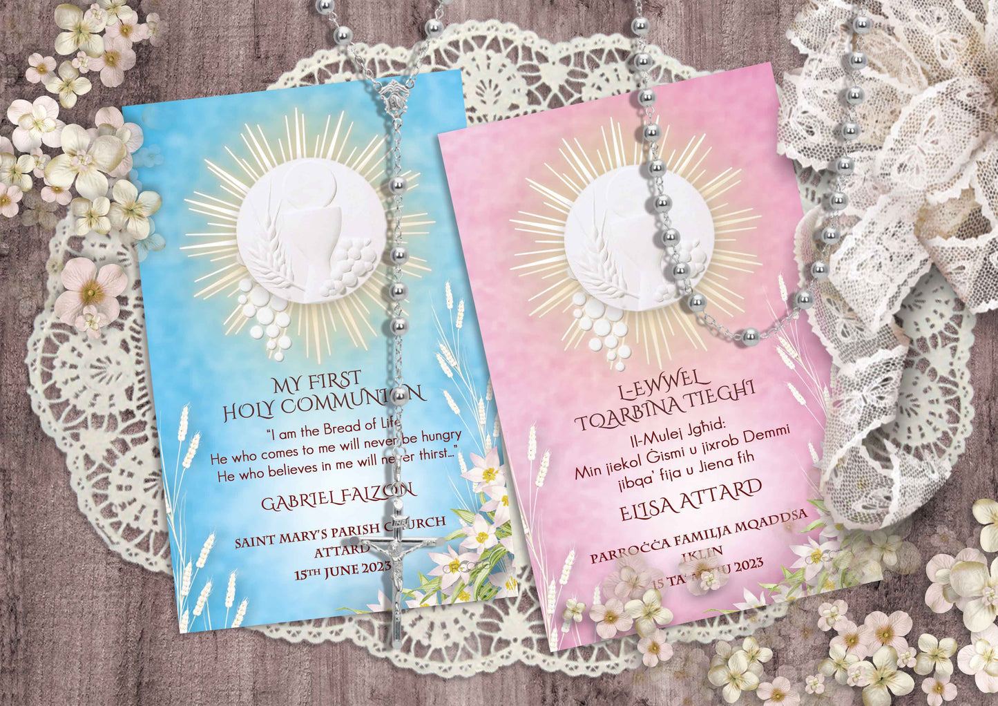 Holy Communion Commemorative Card (Santi) Design 8