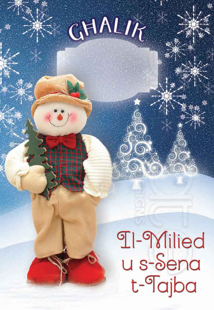 Christmas card (with a snowman) (male)