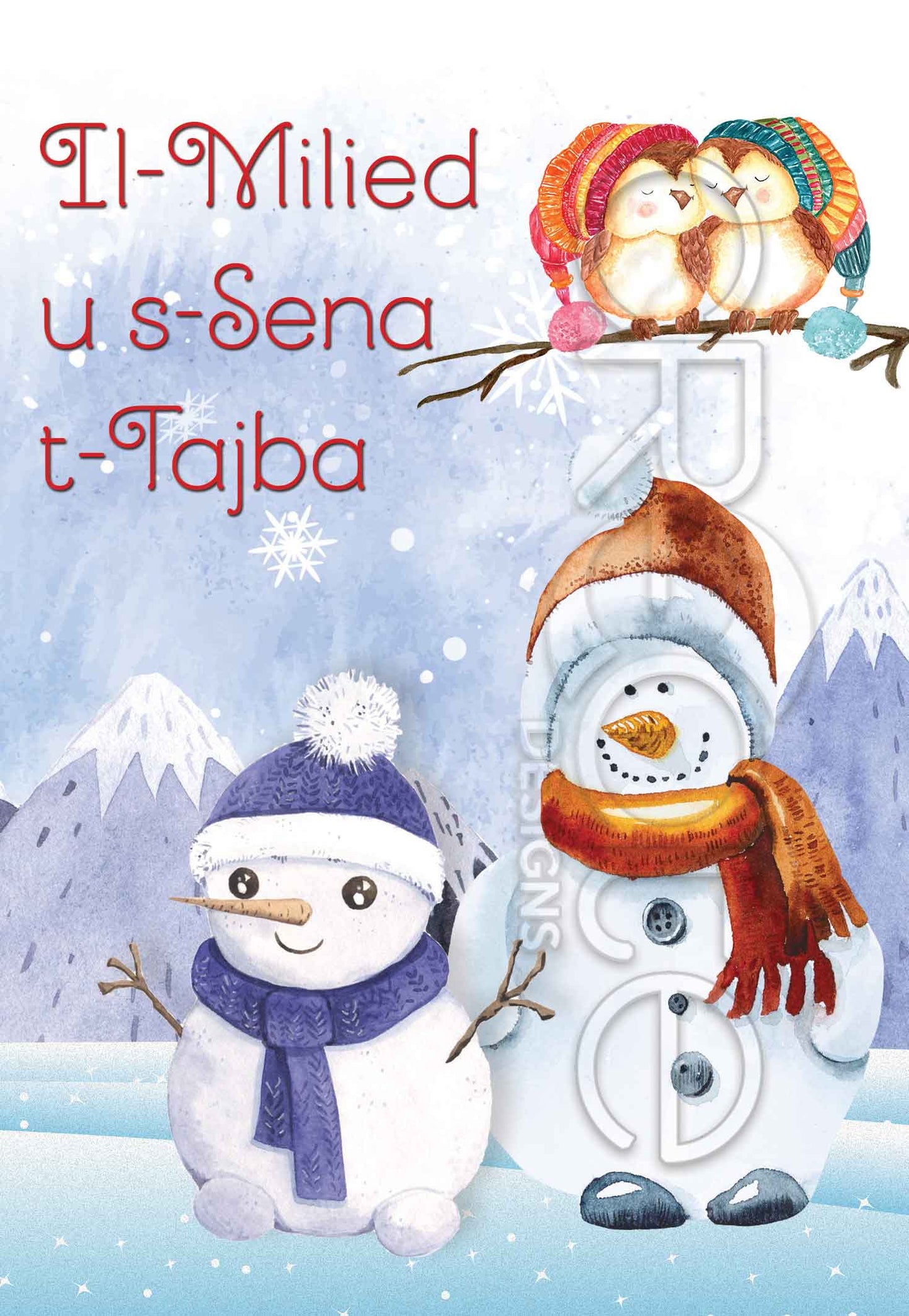 Christmas card for children (with two snowman)