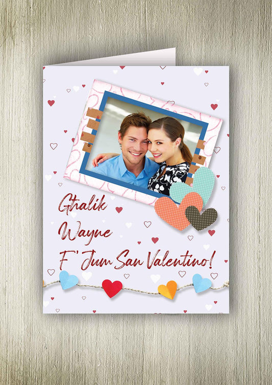 Personalised card for St.Valentines (with blue frame)