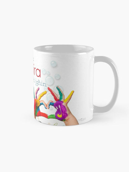 Mug for teachers (with a tiny pair of hands covered with paint)