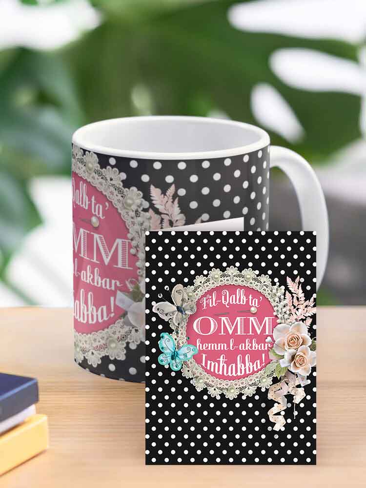 Mug for mother (black with polka dots)