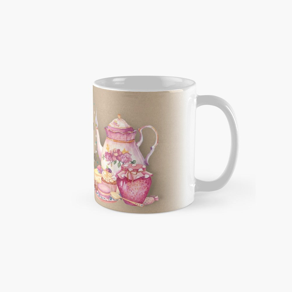 Mug tan-Nanna Helu Manna fuq sfond tal-kartun