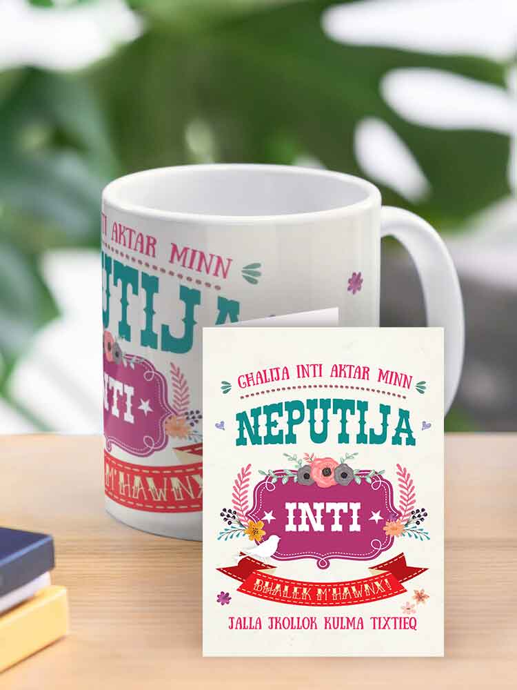 Mug għal Neputija Adulta bil-fjuri