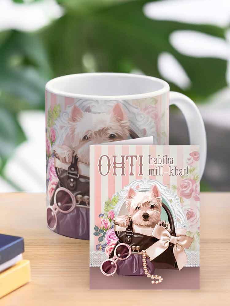 Mug for my sister (with a dog in a frame and handbag)