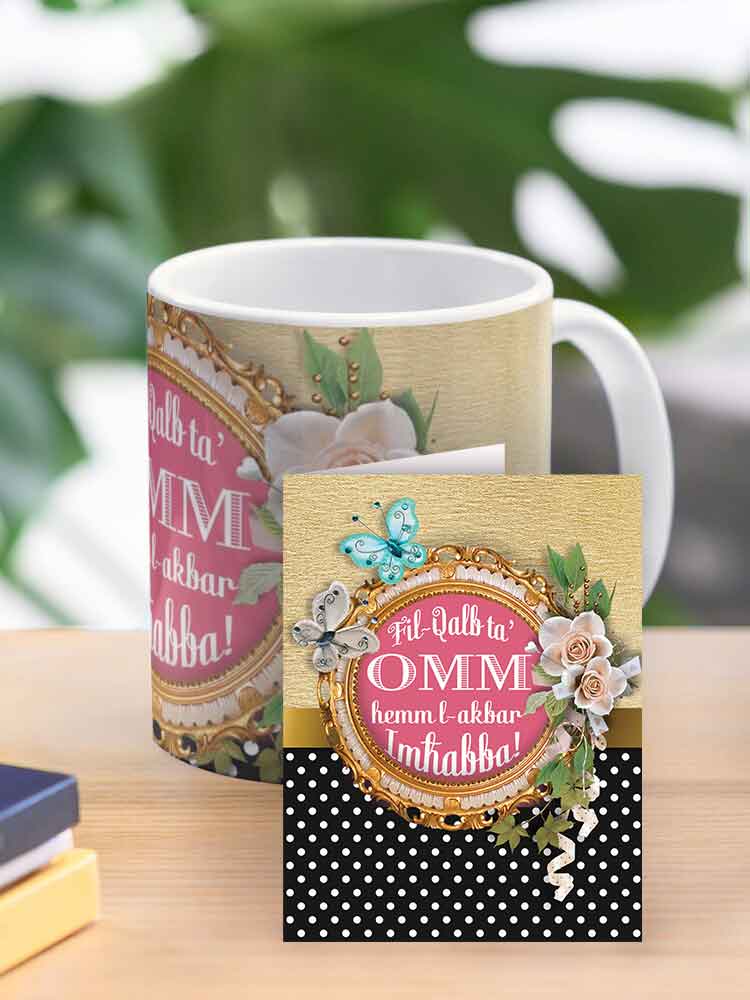 Mug for mother with the words ('Fil-Qalb ta' Omm')