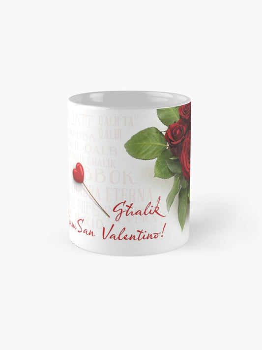 Mug for loved ones (with red roses on a white background)