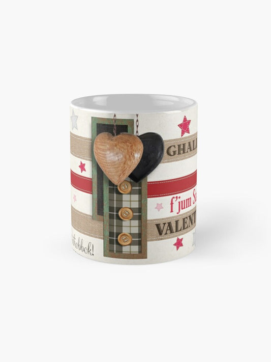 Mug for loved ones (with wooden hearts)