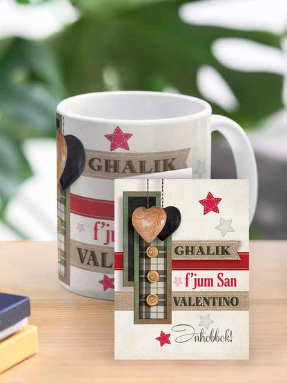 Mug for loved ones (with wooden hearts)