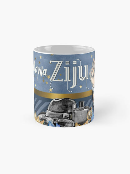 Mug għaz-Ziju bi sfond Blu u par idejn fil-ġenb