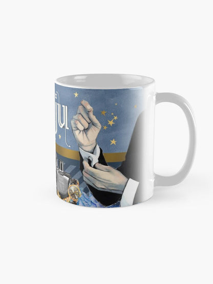 Mug for uncle with a blue background and a hand pair in the side