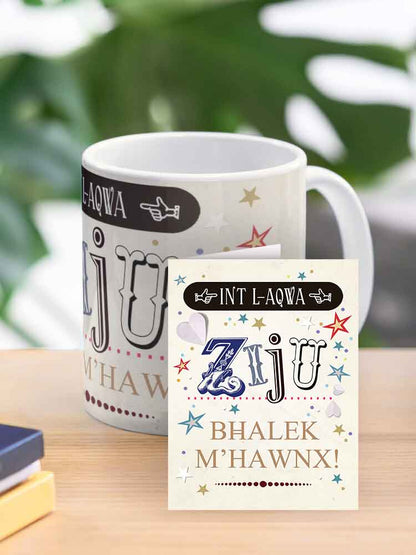 Mug għaz-Ziju bil-kliem fl-isfond