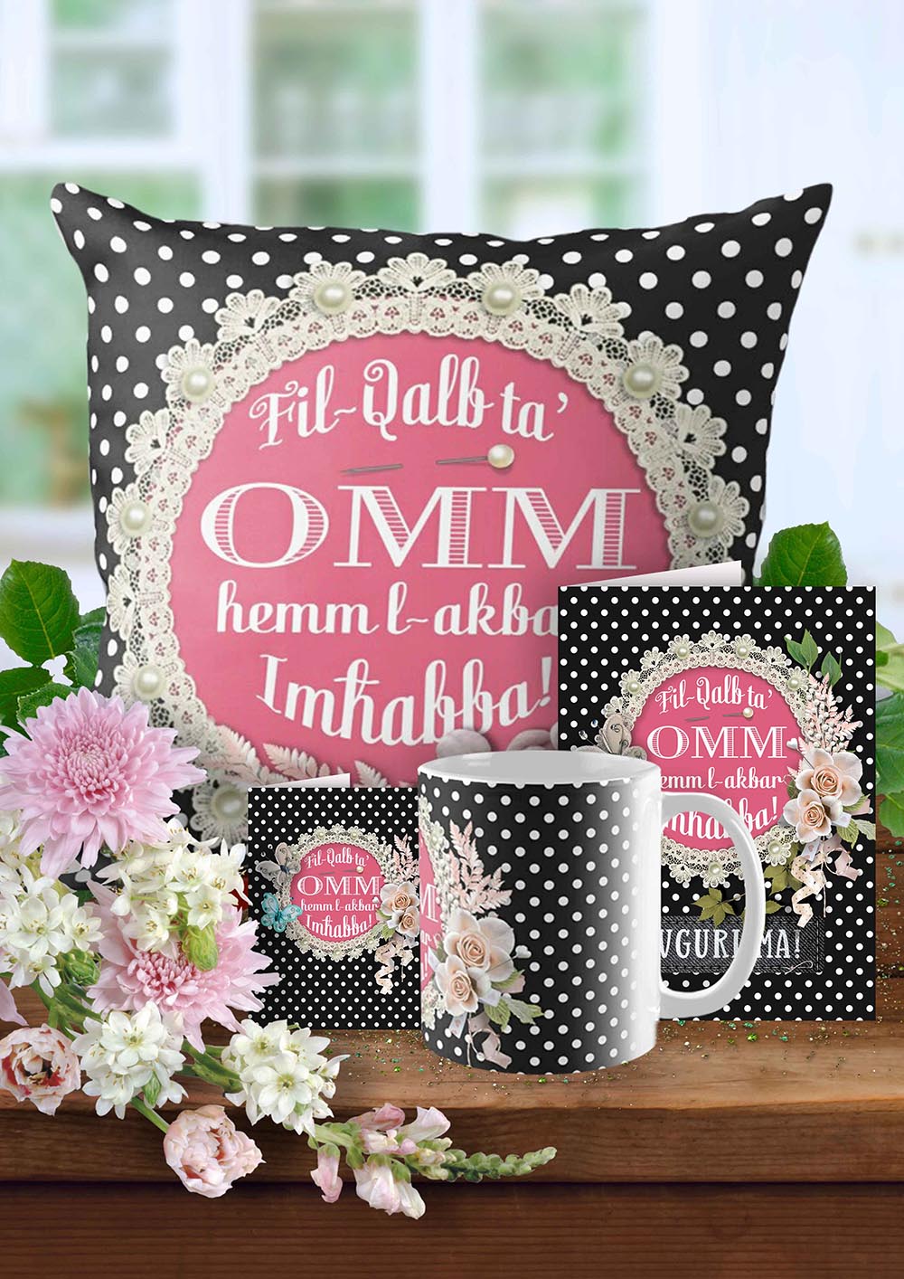 Sett Komplut għal Jum l-Omm (Sewda bil-Polka Dots)