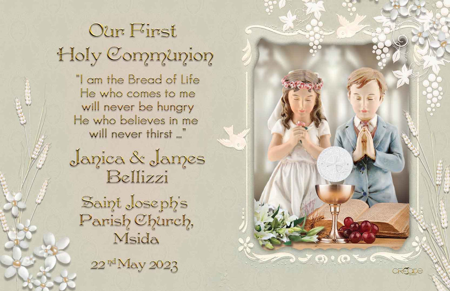 Holy Communion Commemorative Card (Santi) Design 7