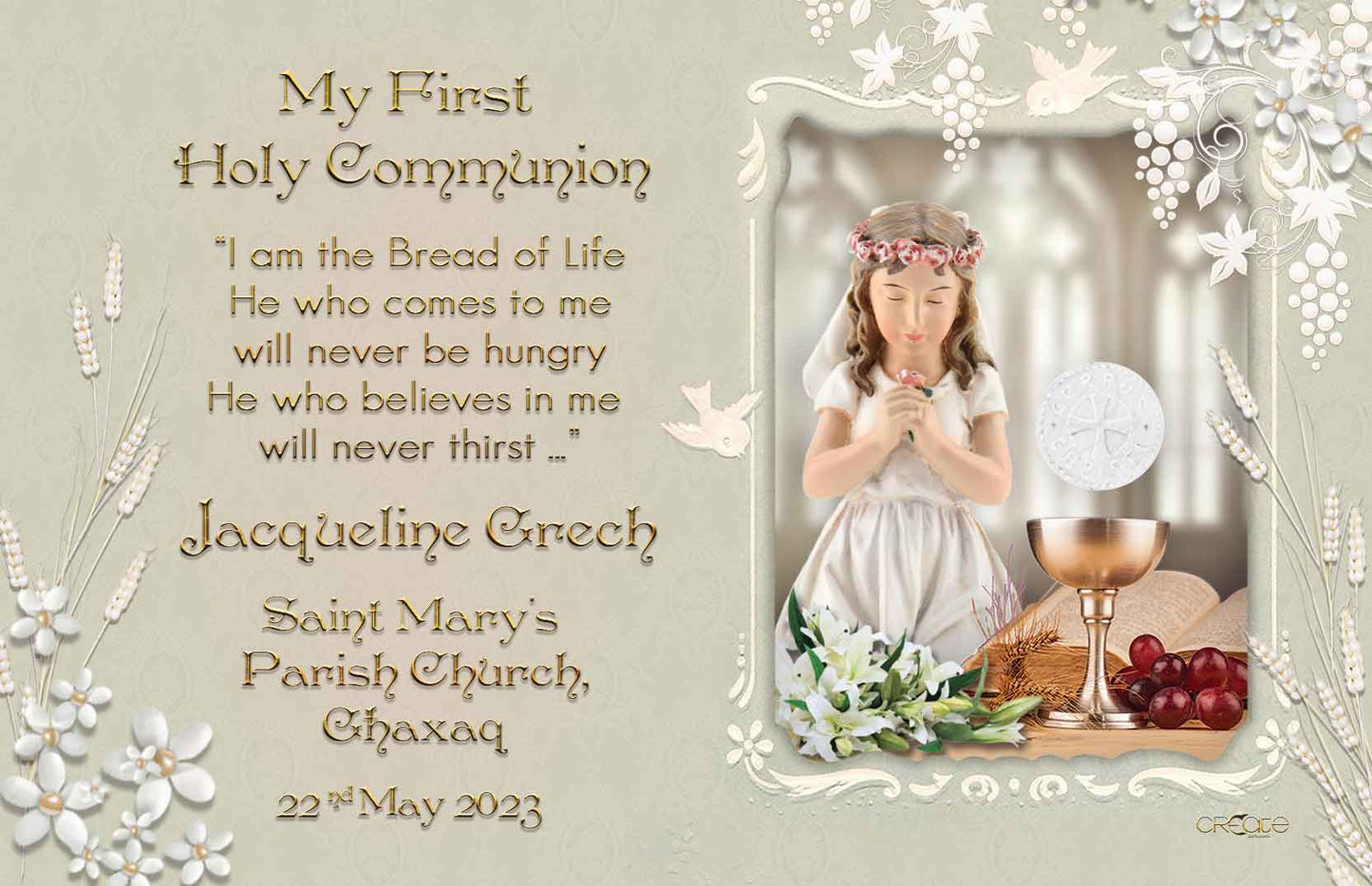 Holy Communion Commemorative Card (Santi) Design 7