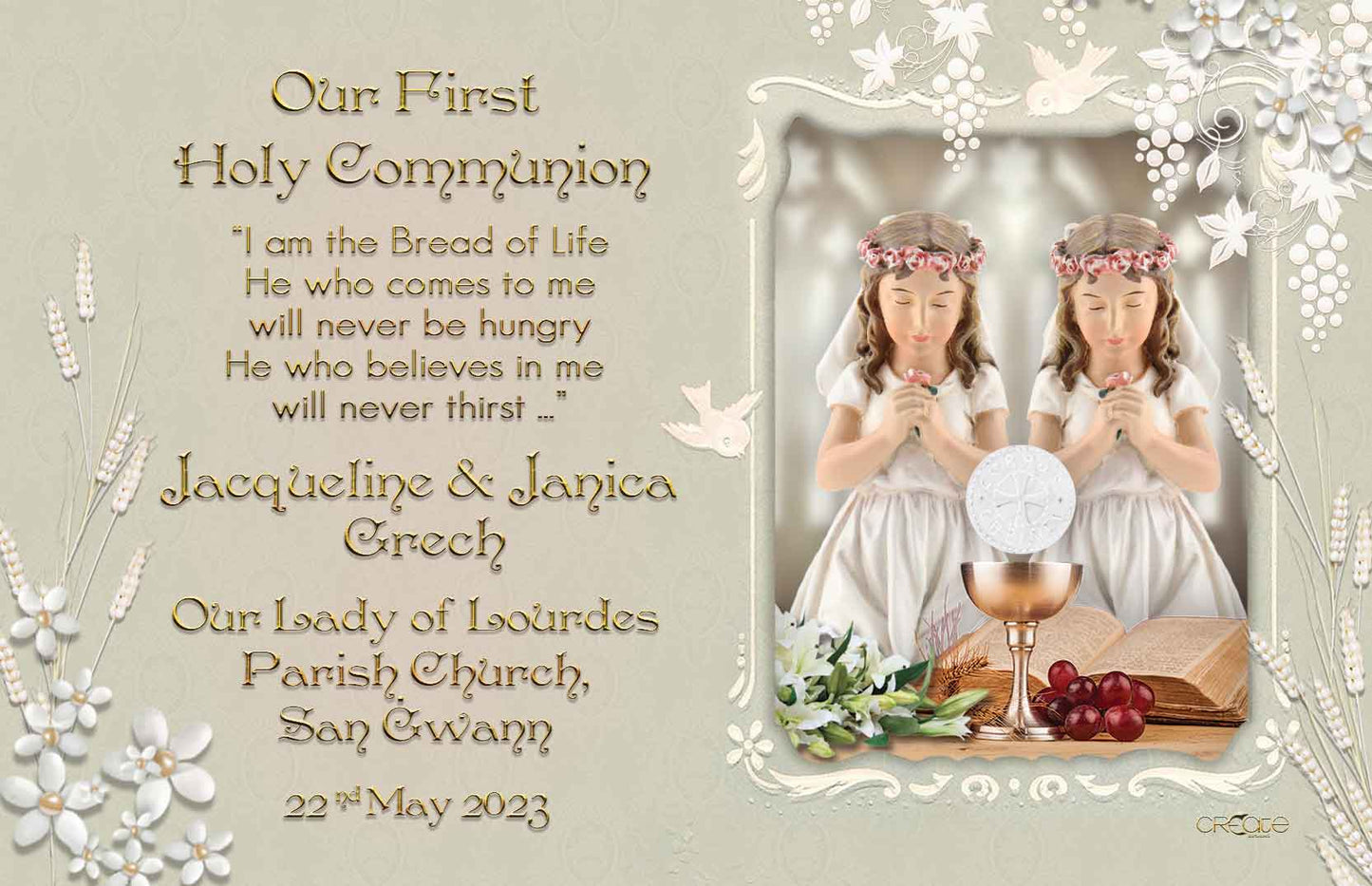 Holy Communion Commemorative Card (Santi) Design 7