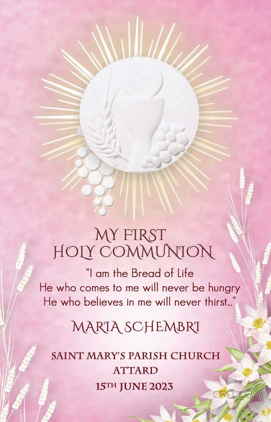 Holy Communion Commemorative Card (Santi) Design 8