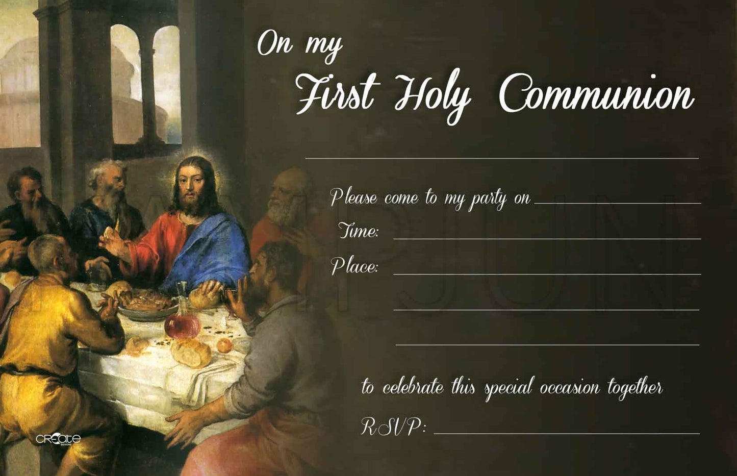 Holy Communion Invites Design 1 (Open)